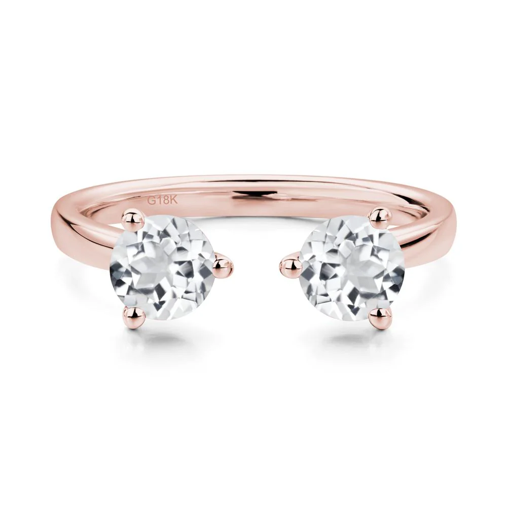 White Topaz Two Stone Open Ring - Image 9