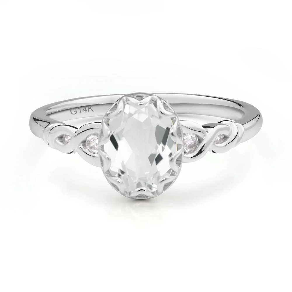 White Topaz Vintage Oval Engagement Ring - Image 3