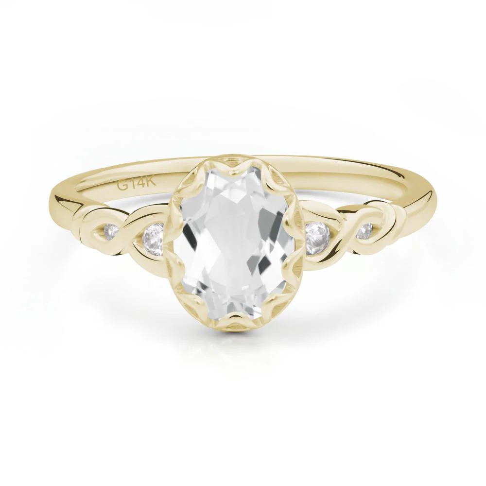 White Topaz Vintage Oval Engagement Ring - Image 4