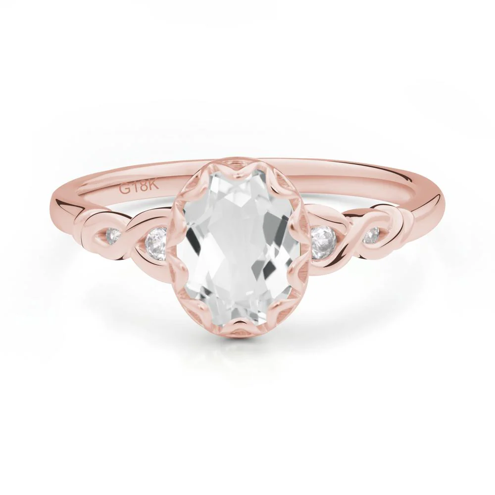 White Topaz Vintage Oval Engagement Ring - Image 5