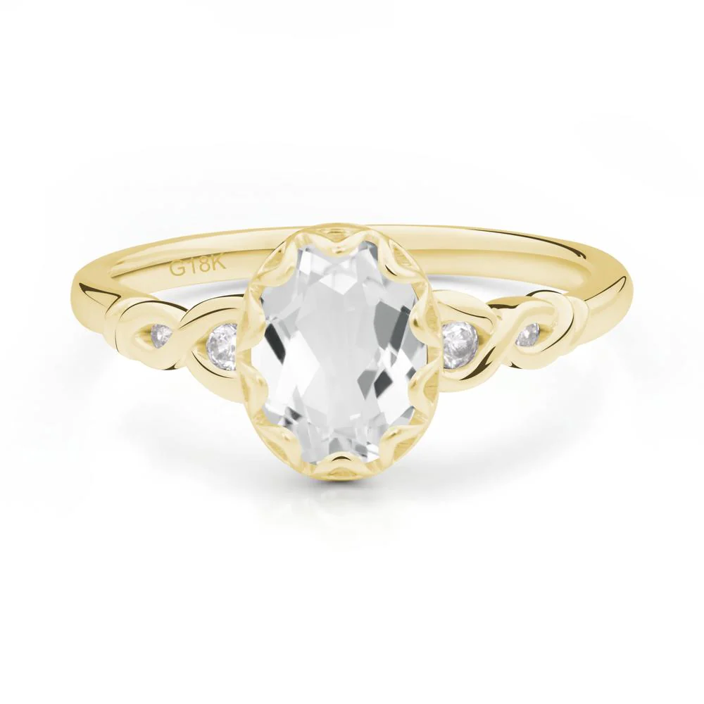 White Topaz Vintage Oval Engagement Ring - Image 7