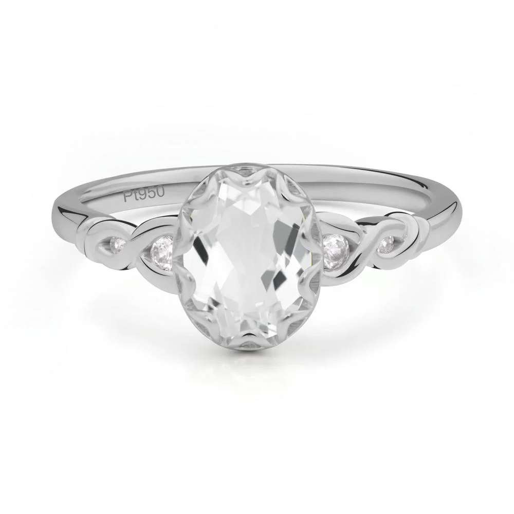 White Topaz Vintage Oval Engagement Ring - Image 9