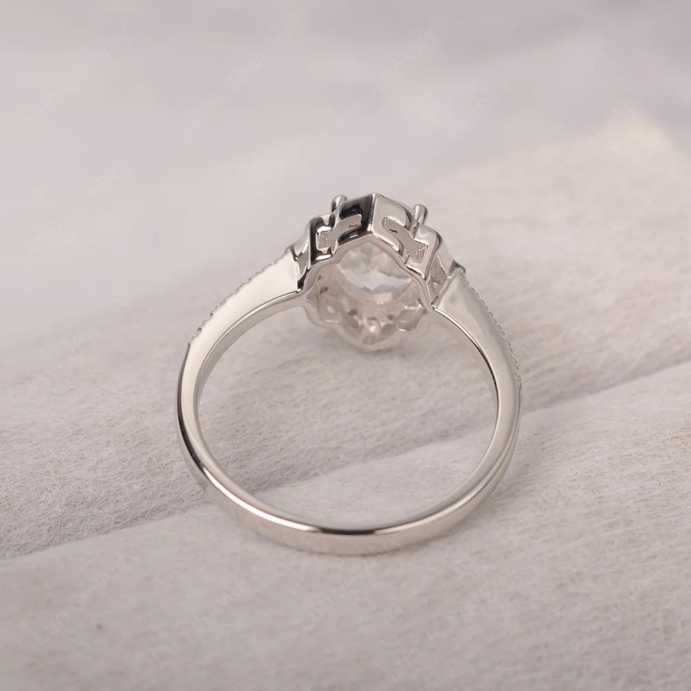 White Topaz Floral Engagement Ring - Image 4