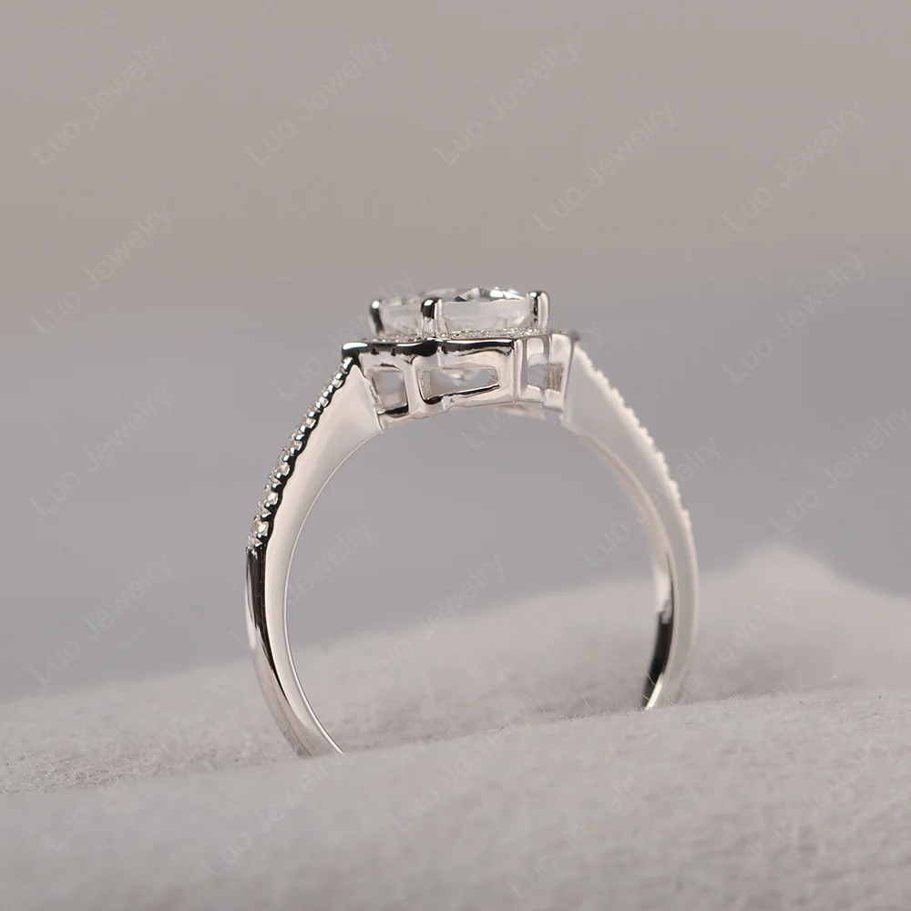 White Topaz Floral Engagement Ring - Image 5