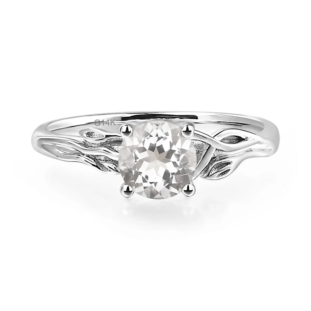 Petite White Topaz Leaf Ring - Image 3