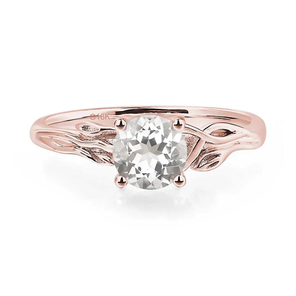 Petite White Topaz Leaf Ring - Image 9