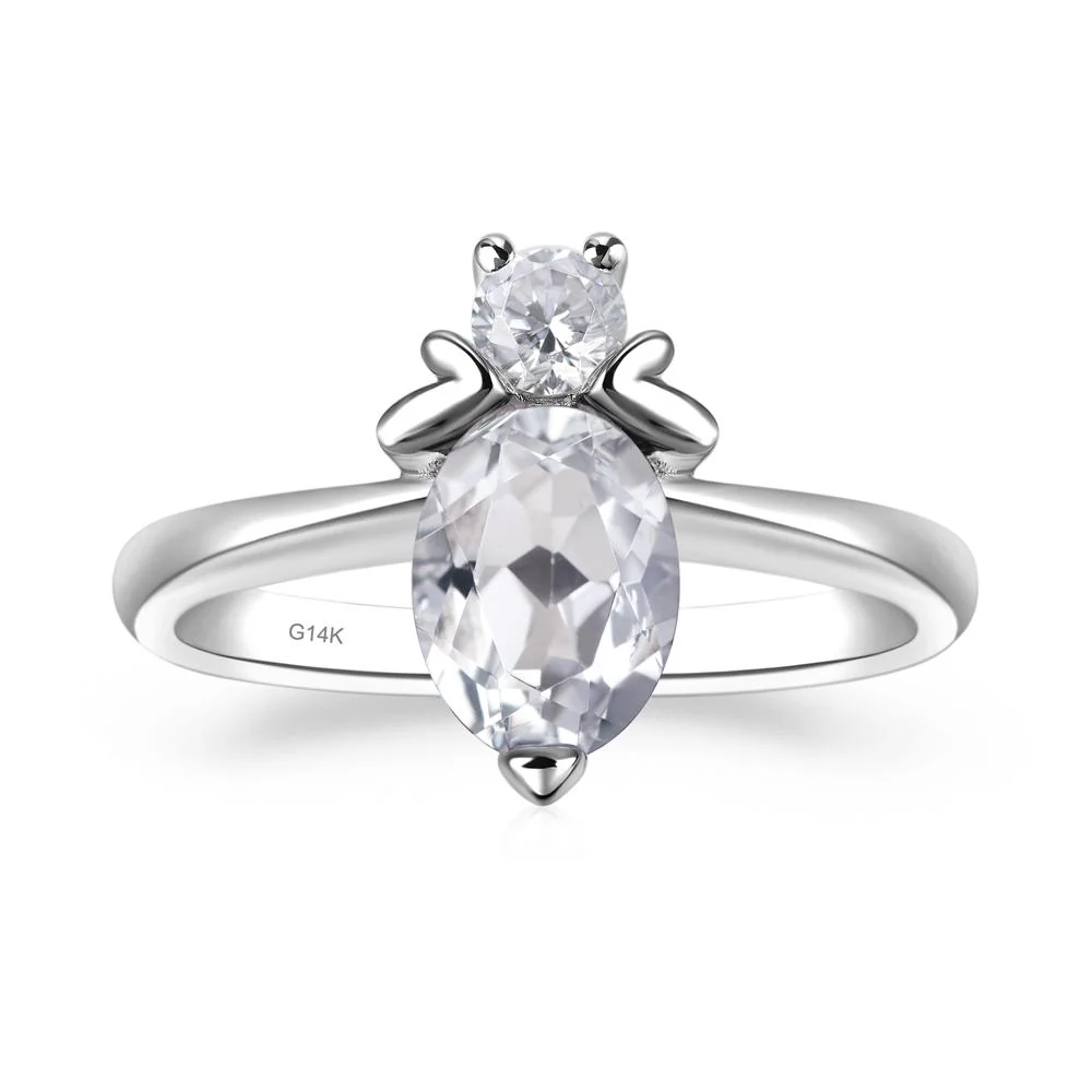 White Topaz Nature Inspired Bee Ring - Image 4