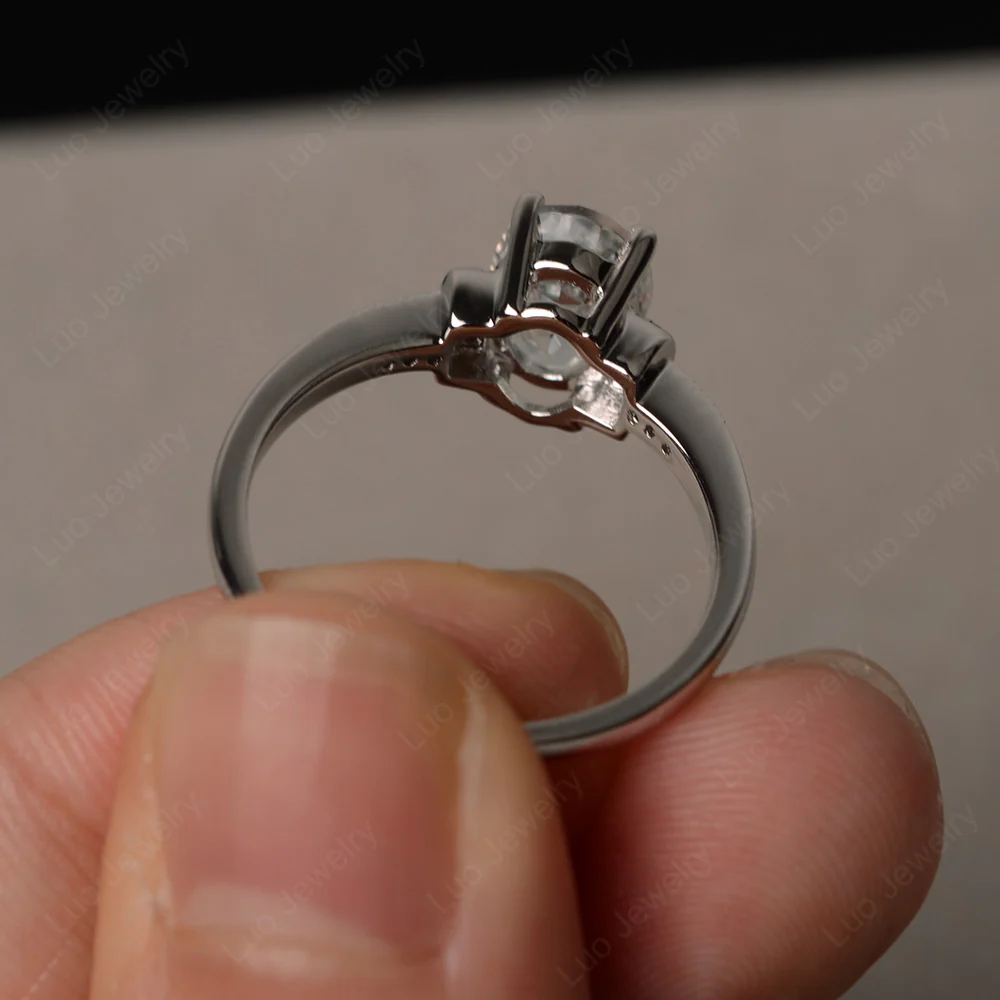 Petite Oval White Topaz Ring - Image 3