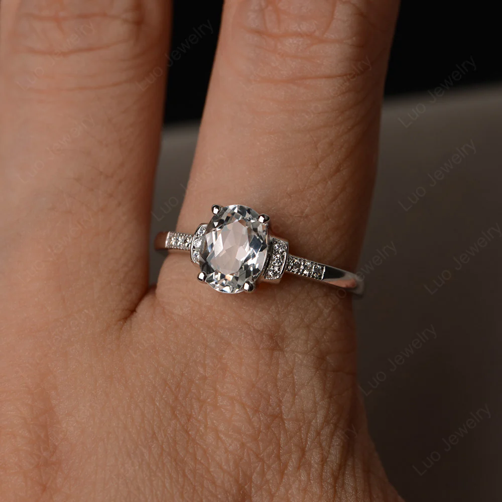 Petite Oval White Topaz Ring - Image 4
