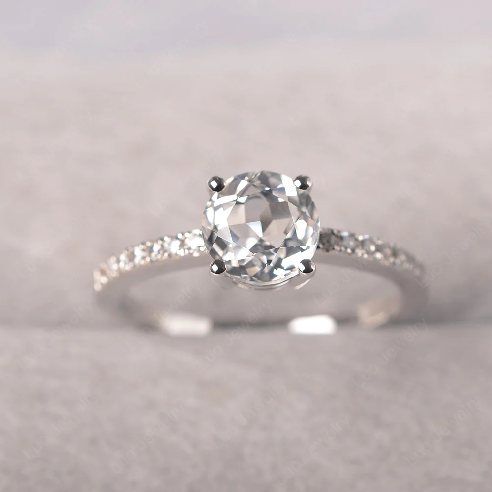 Simple Round White Topaz Ring