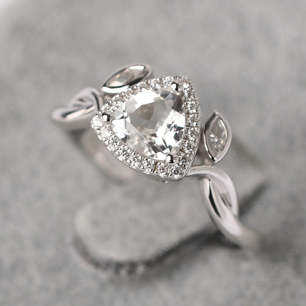 White Topaz Twisted Leaf Ring - Image 4