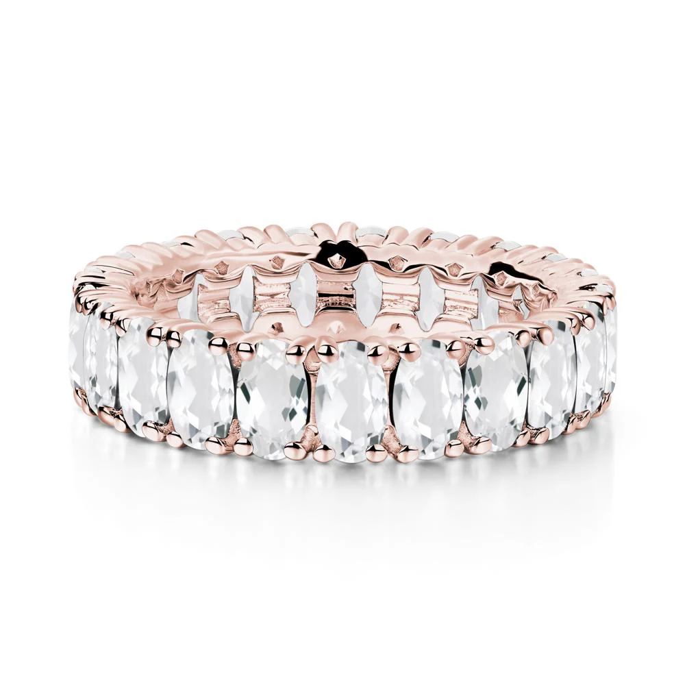 White Topaz Wide Band Eternity Ring - Image 8