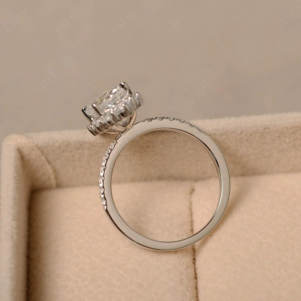 Oval White Topaz Halo Cluster Ring - Image 12