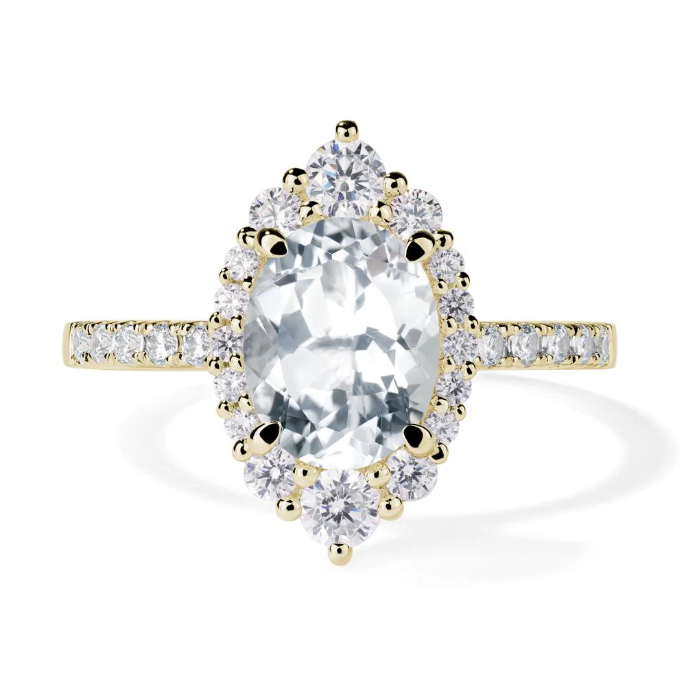Oval White Topaz Halo Cluster Ring - Image 5