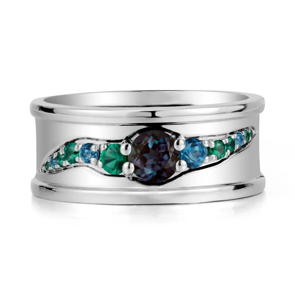 Wide Band Alexandrite Ring for Men - Image 3