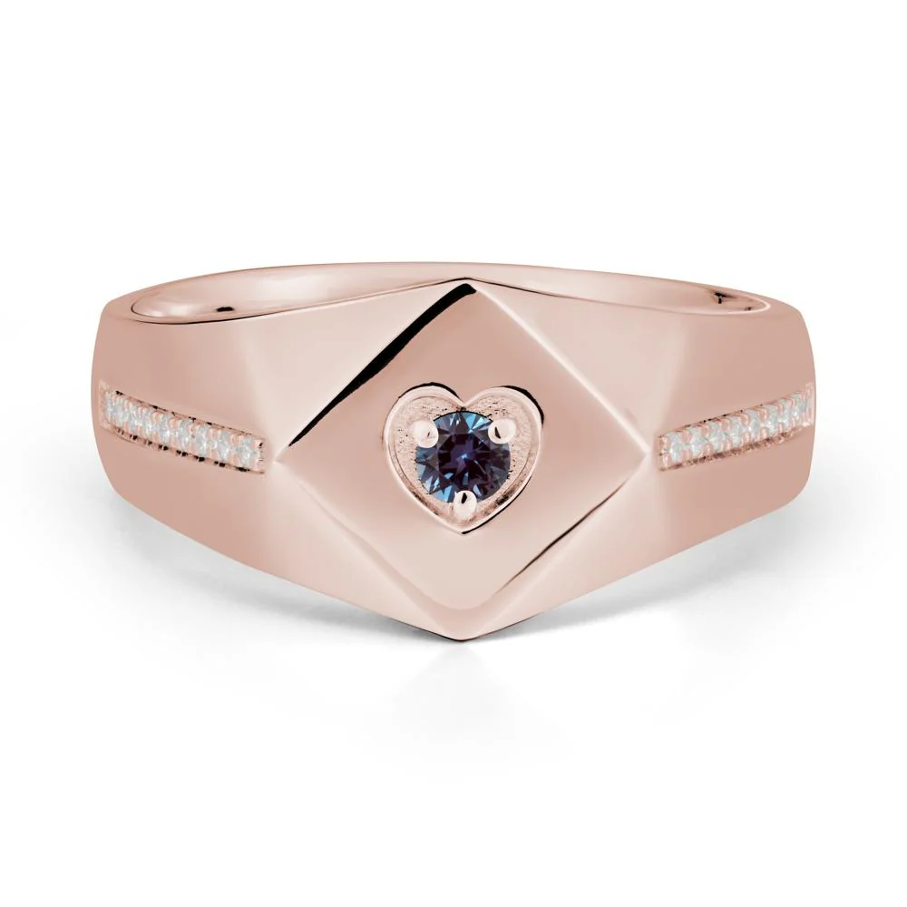 Wide Band Alexandrite Ring with Pave Accents