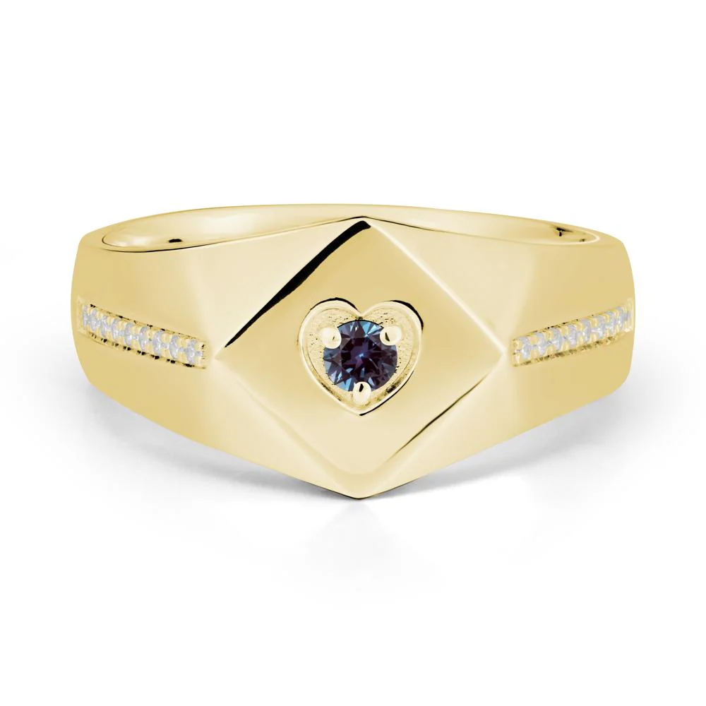 Wide Band Alexandrite Ring with Pave Accents - Image 6