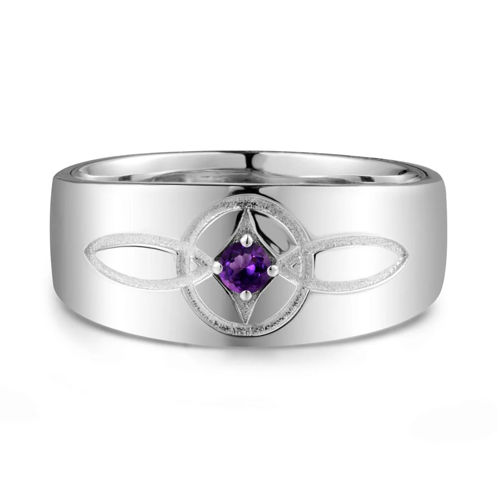 Wide Band Amethyst Ring with Celtic Knot - Image 3