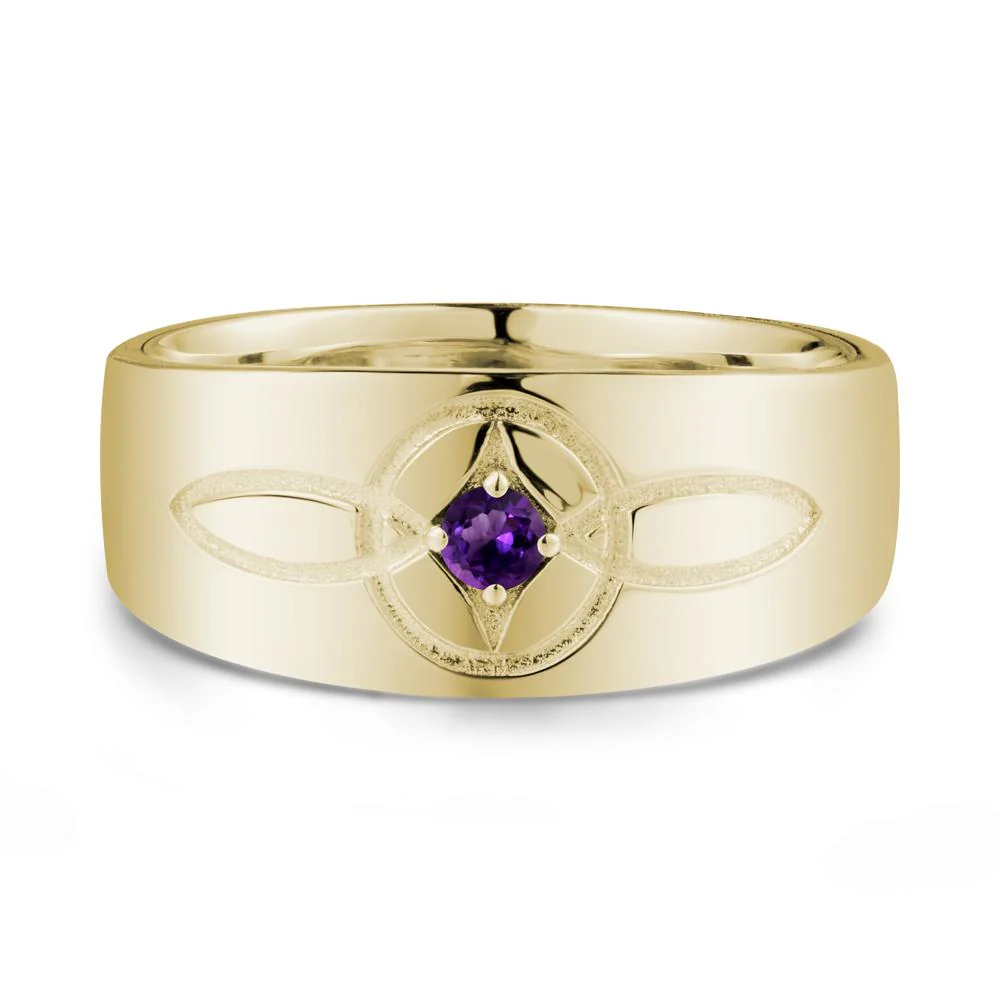 Wide Band Amethyst Ring with Celtic Knot - Image 4