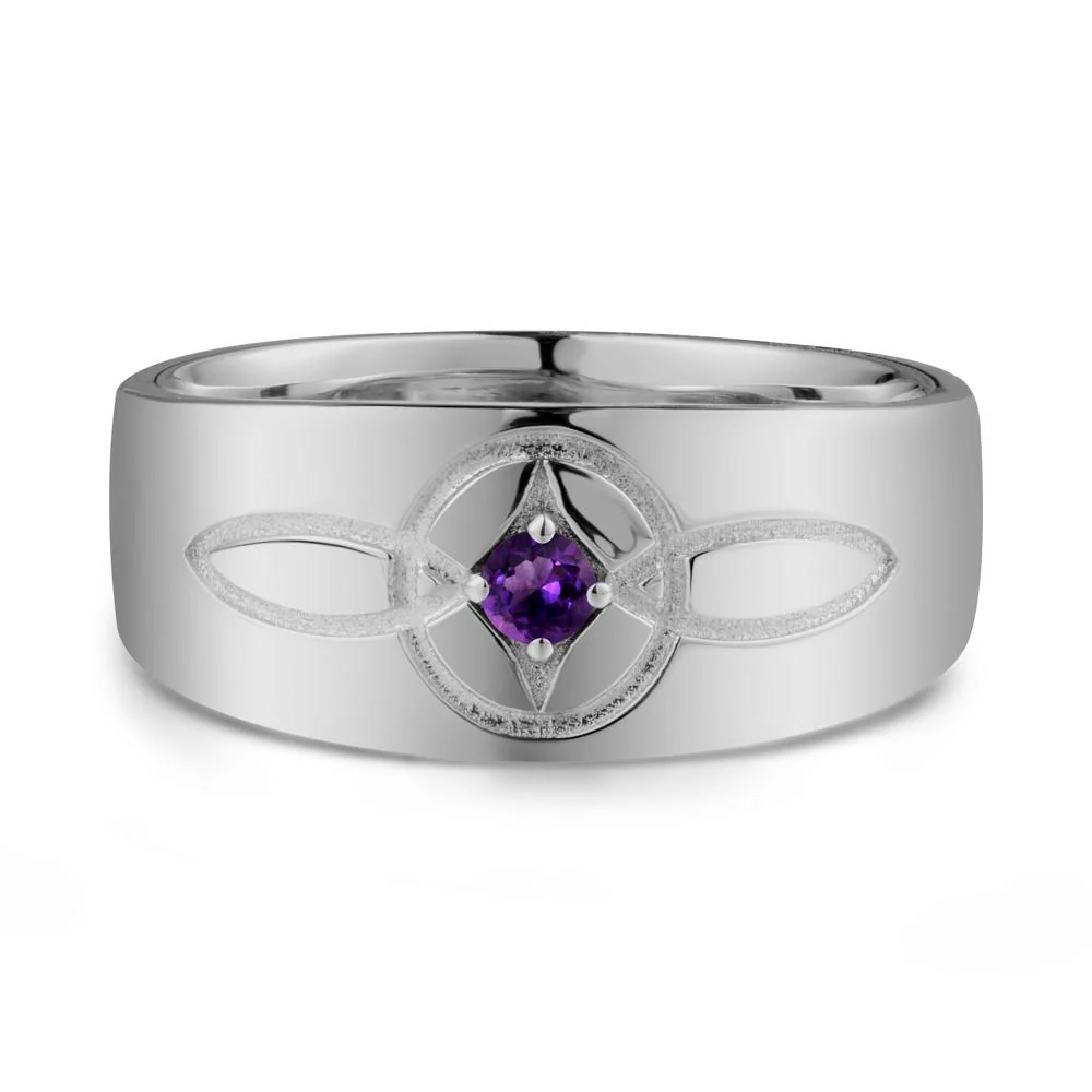 Wide Band Amethyst Ring with Celtic Knot - Image 9