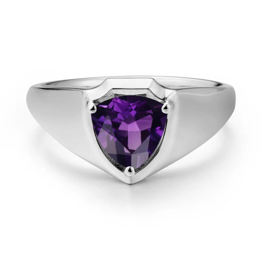 Wide Band Amethyst Shield Ring - Image 3