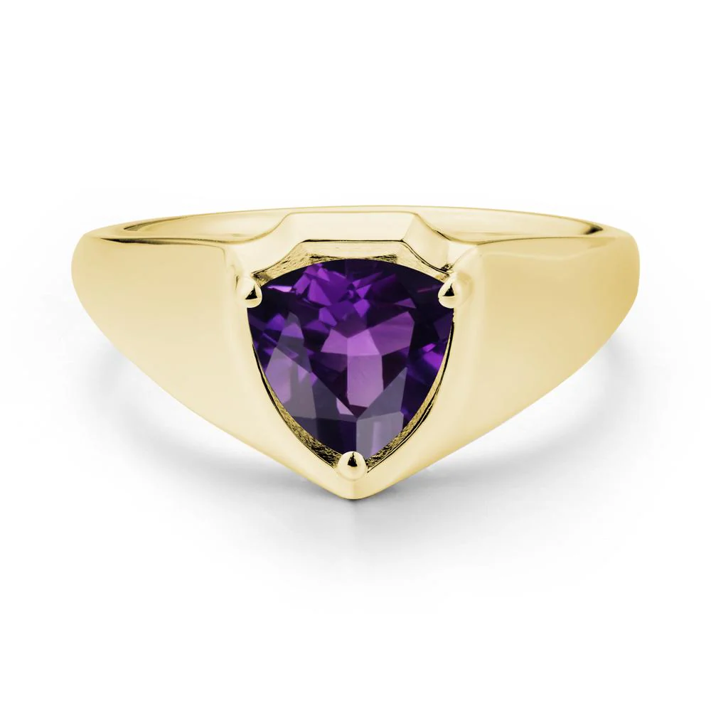 Wide Band Amethyst Shield Ring - Image 6