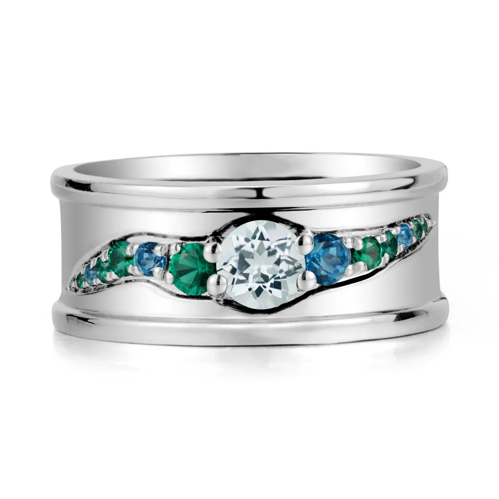 Wide Band Aquamarine Ring for Men - Image 9