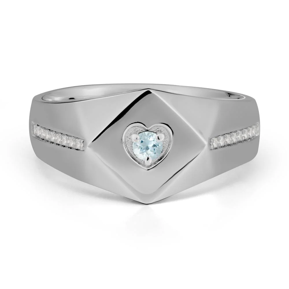 Wide Band Aquamarine Ring with Pave Accents