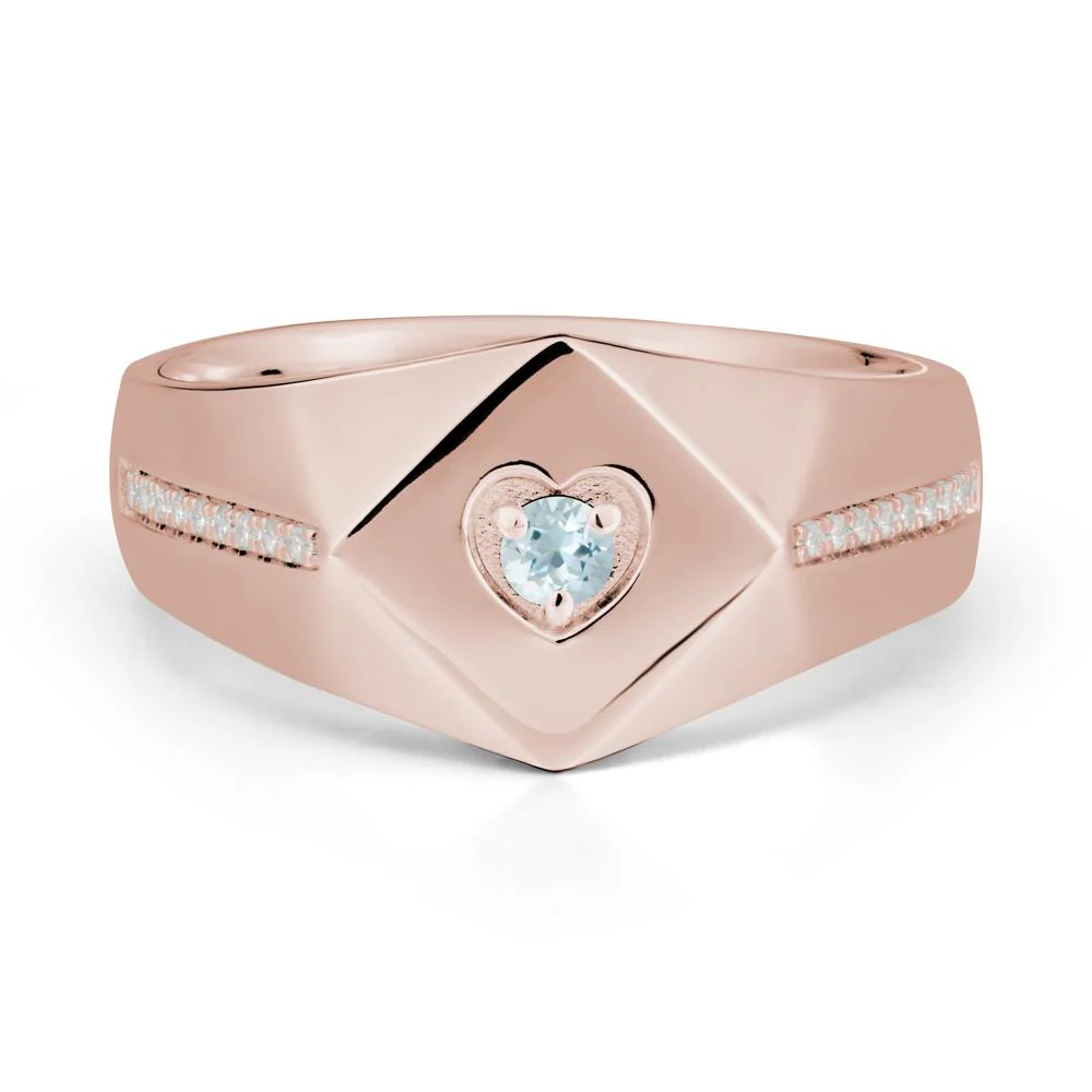 Wide Band Aquamarine Ring with Pave Accents - Image 2