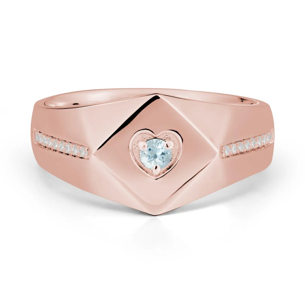 Wide Band Aquamarine Ring with Pave Accents - Image 5