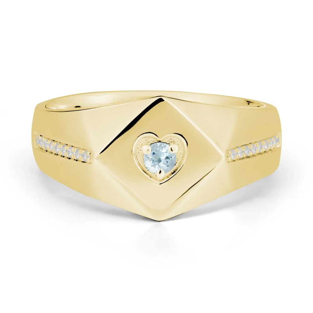 Wide Band Aquamarine Ring with Pave Accents - Image 7