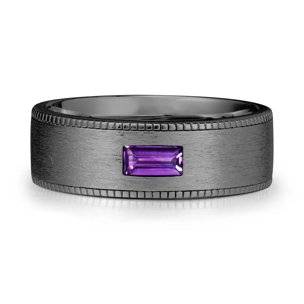 Wide Band Baguette Amethyst Ring - Image 8