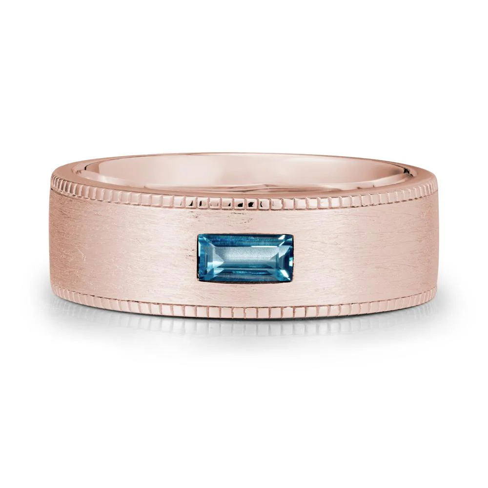 Wide Band Baguette London Blue Topaz Ring