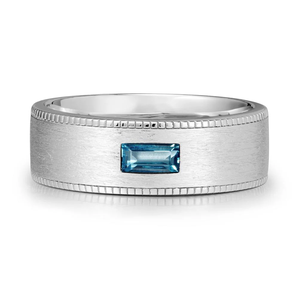 Wide Band Baguette London Blue Topaz Ring - Image 2