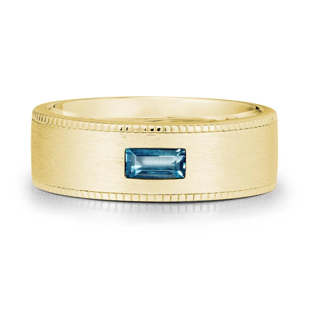 Wide Band Baguette London Blue Topaz Ring - Image 6