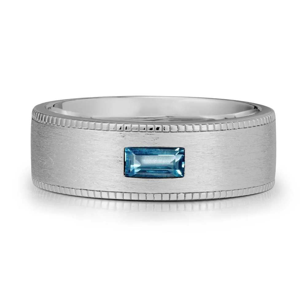 Wide Band Baguette London Blue Topaz Ring - Image 8