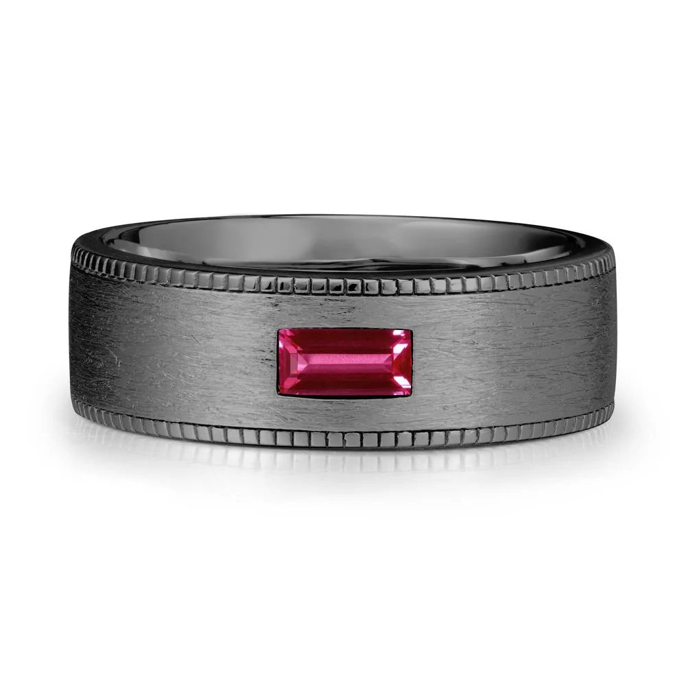 Wide Band Baguette Ruby Ring - Image 8