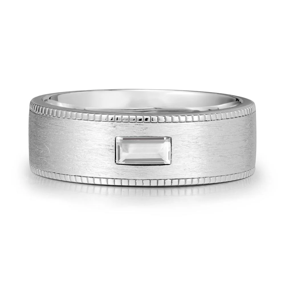 Wide Band Baguette White Topaz Ring - Image 9