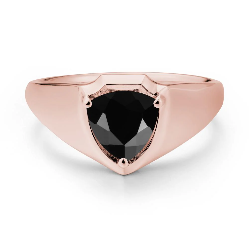 Wide Band Black Spinel Shield Ring - Image 4