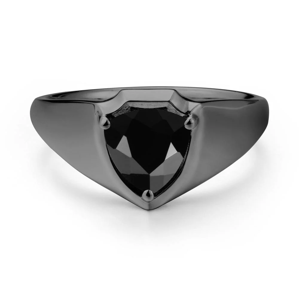 Wide Band Black Spinel Shield Ring - Image 7