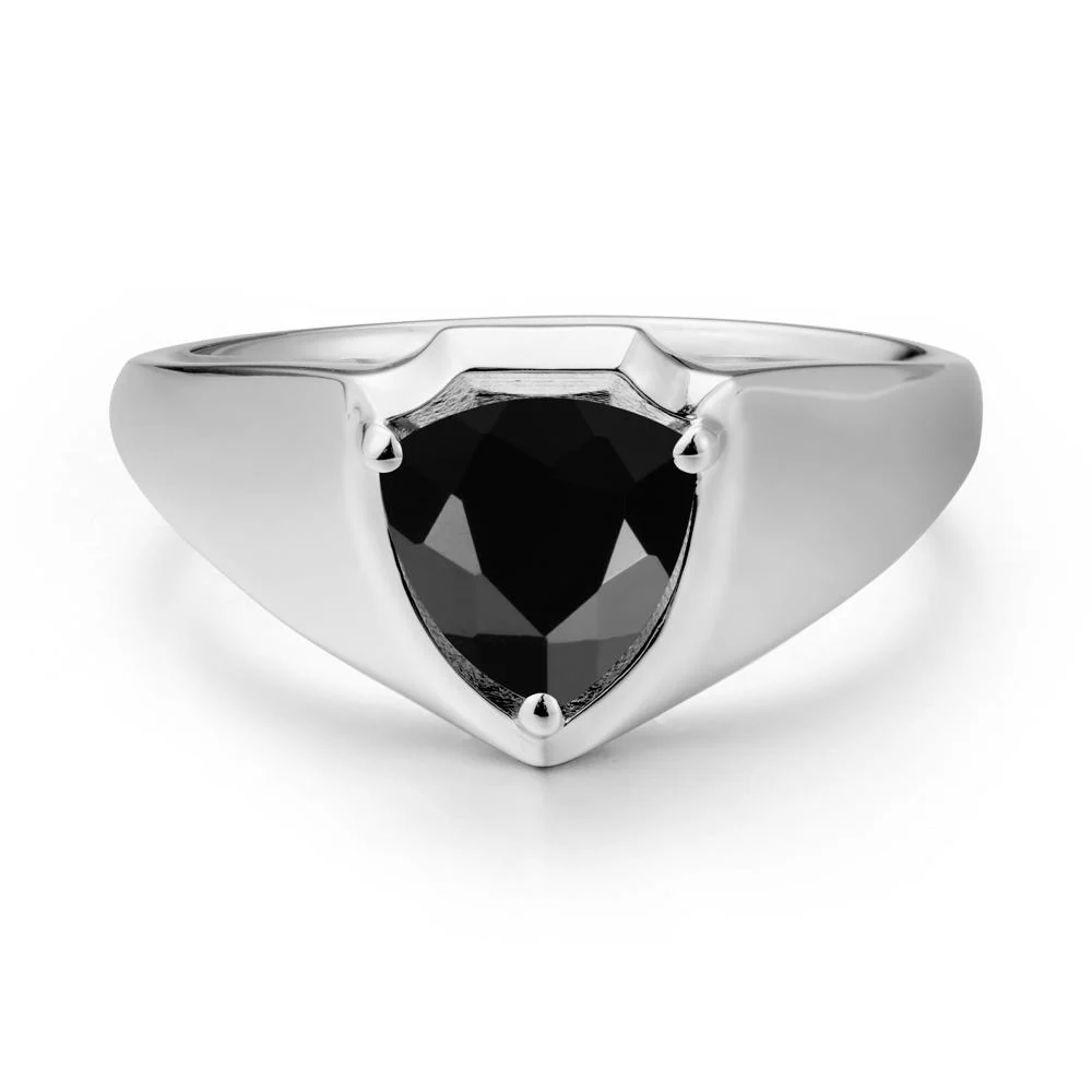 Wide Band Black Spinel Shield Ring - Image 9