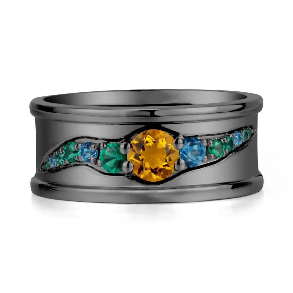 Wide Band Citrine Ring for Men