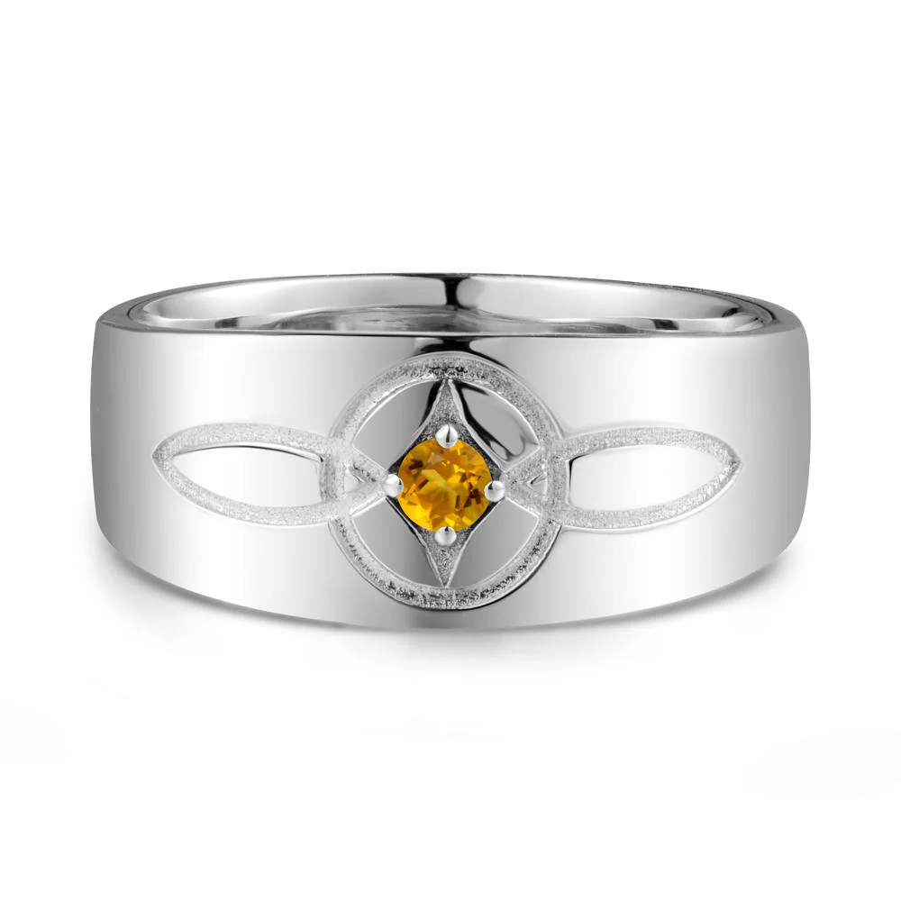 Wide Band Citrine Ring with Celtic Knot - Image 6