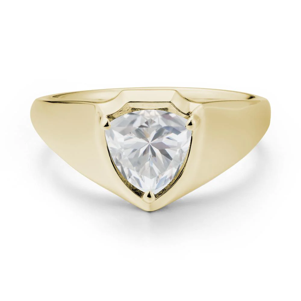 Wide Band Cubic Zirconia Shield Ring