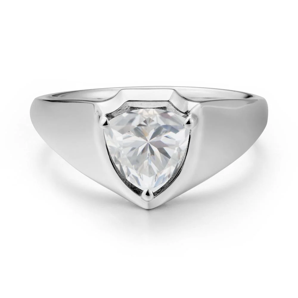Wide Band Cubic Zirconia Shield Ring - Image 5
