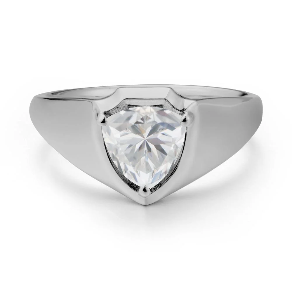 Wide Band Cubic Zirconia Shield Ring - Image 8