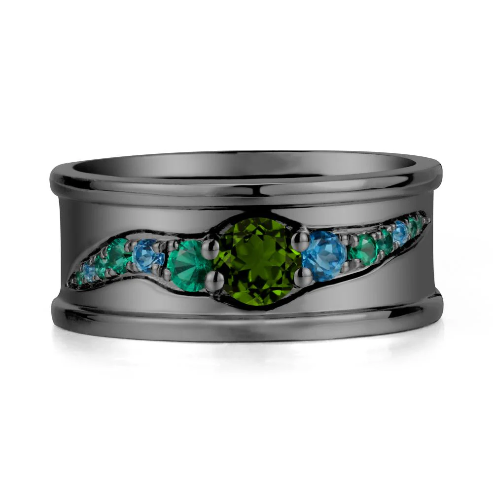 Wide Band Diopside Ring for Men