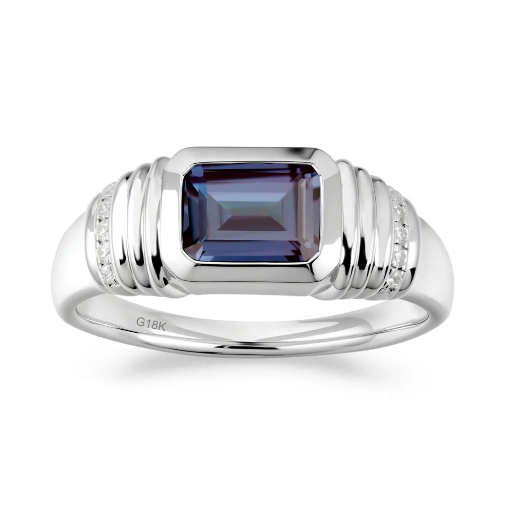 Wide Band Emerald Cut Alexandrite Men Ring - Image 9