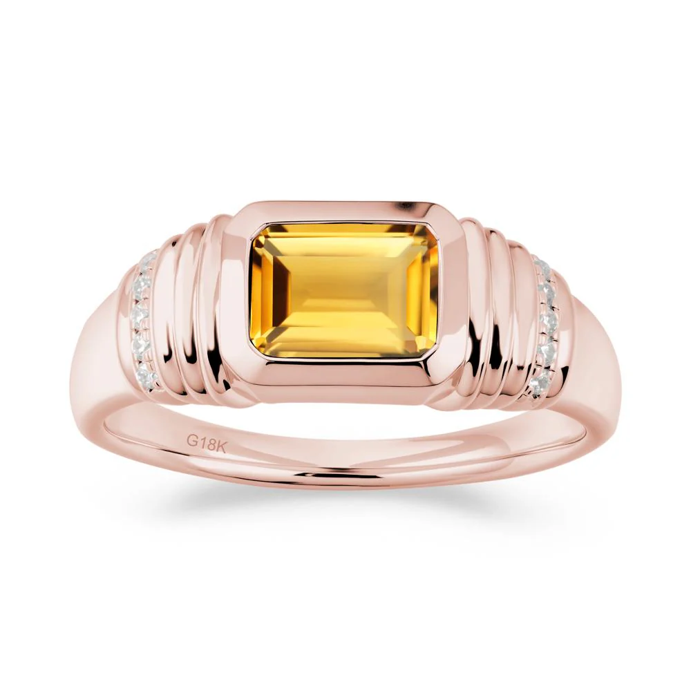 Wide Band Emerald Cut Citrine Men Ring - Image 7