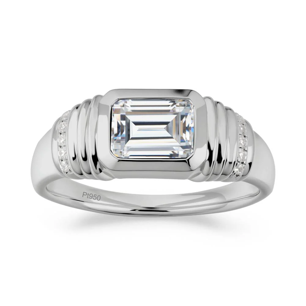 Wide Band Emerald Cut Cubic Zirconia Men Ring - Image 6